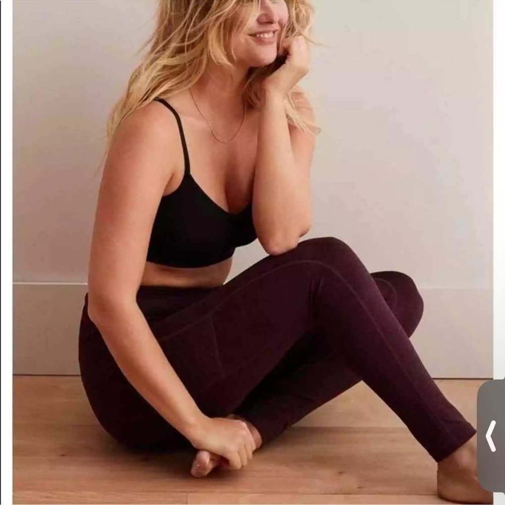 Aerie Chill Play Move Burgundy High Waisted Pocket Leggings Size Medium